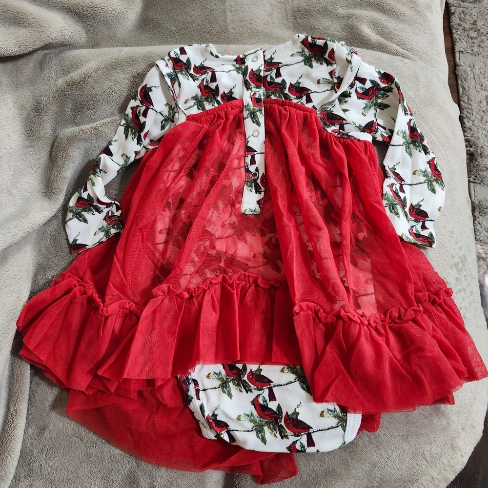 NEW Kate Quinn Little Cardinal Long Sleeve Ballerina Tulle Dress 12-18M Red - Picture 2 of 12